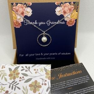 Thank You Grandma Necklace With Faux Pearl Pendant